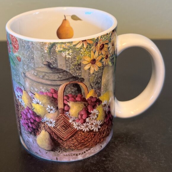 Vintage LANG & WISE “Roses and Pears” Ceramic Mug ~ Artwork by Anna Krajewski - Picture 2 of 13